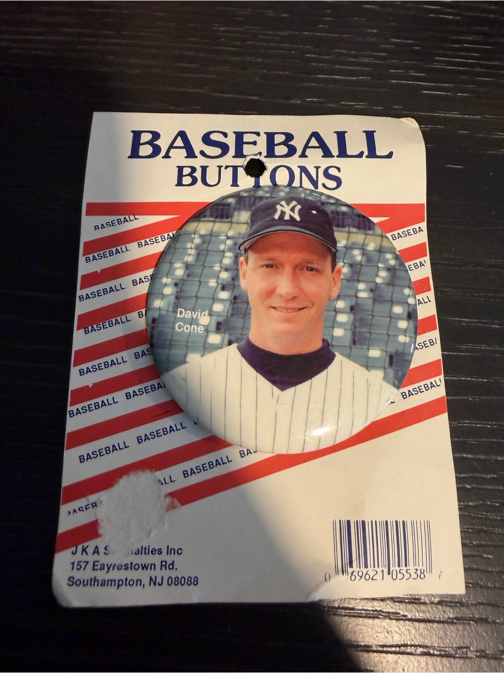 Baseball Button Pin - Navy and White